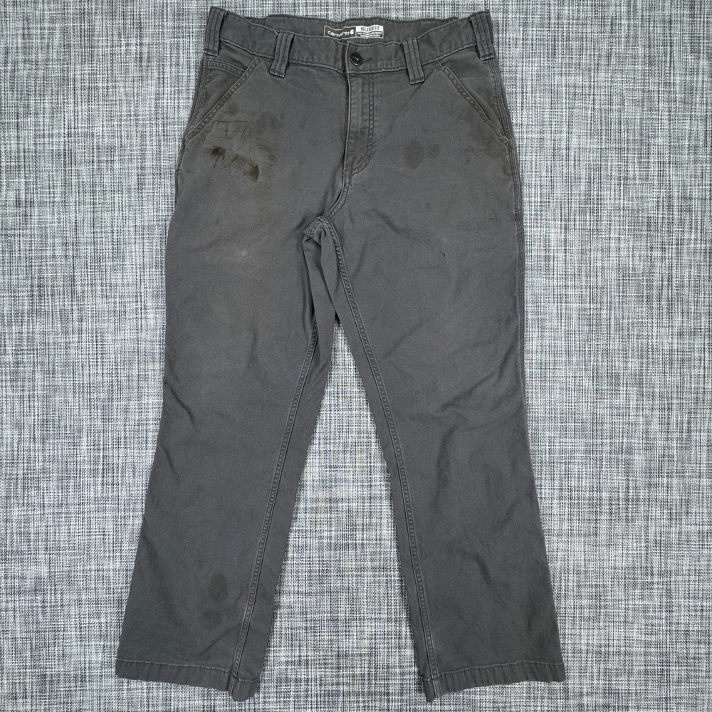 Carhartt Mens 32x30 Rugged Flex Rigby Relaxed Fit Gray Canvas Utility Work Pants